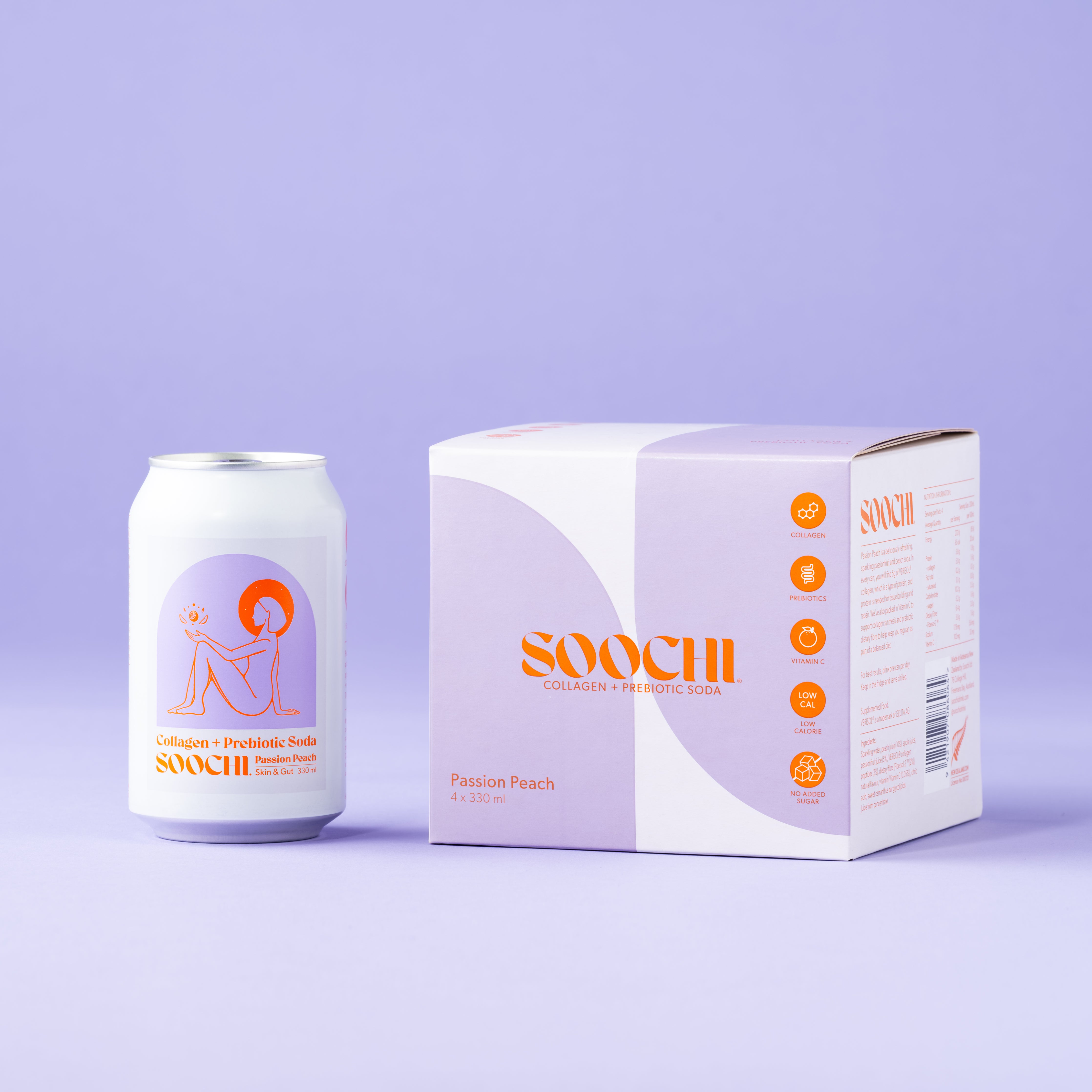 Collagen + Prebiotic Soda - Passion Peach