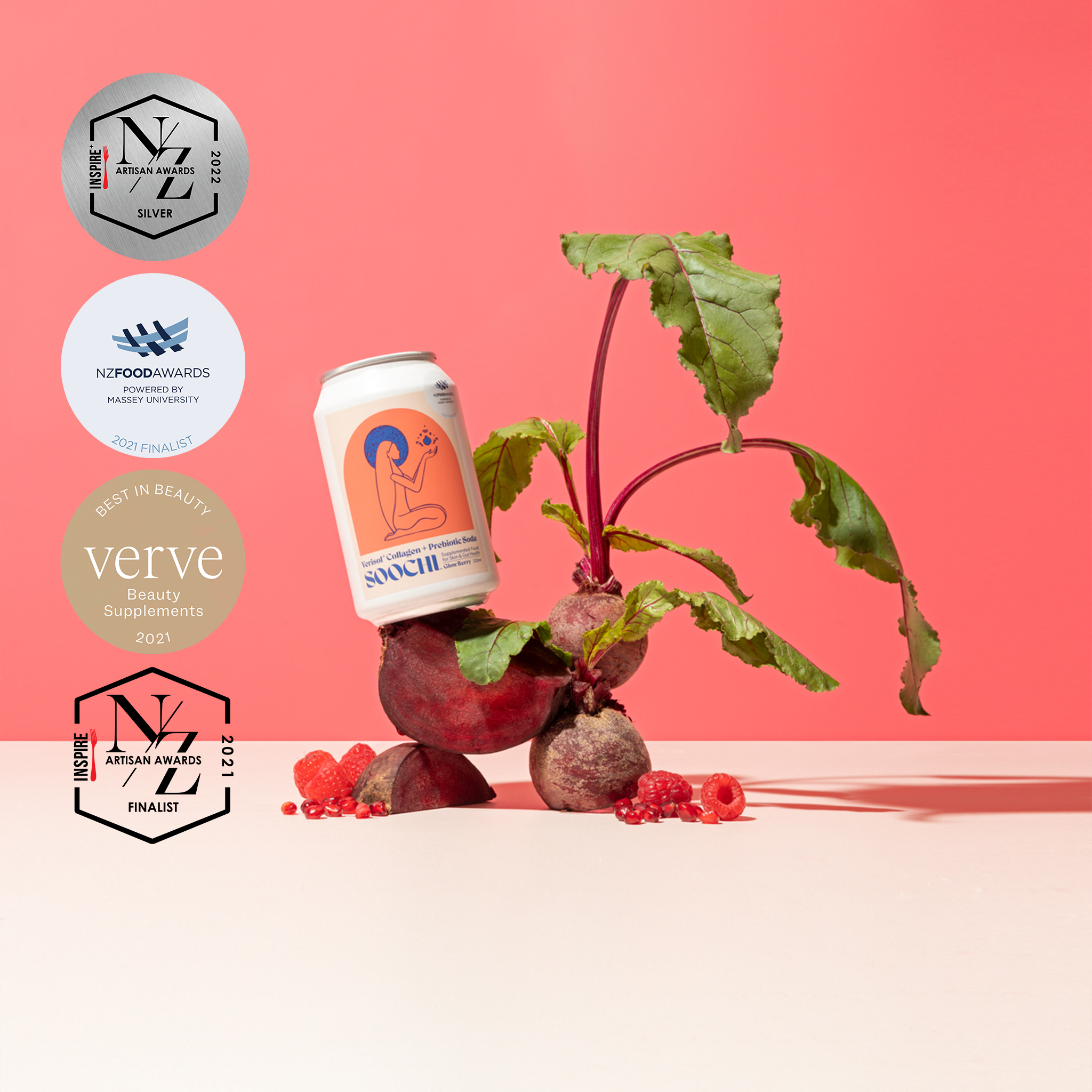 Soochi Collagen + Prebiotic Soda - Glow Berry 12 Pack